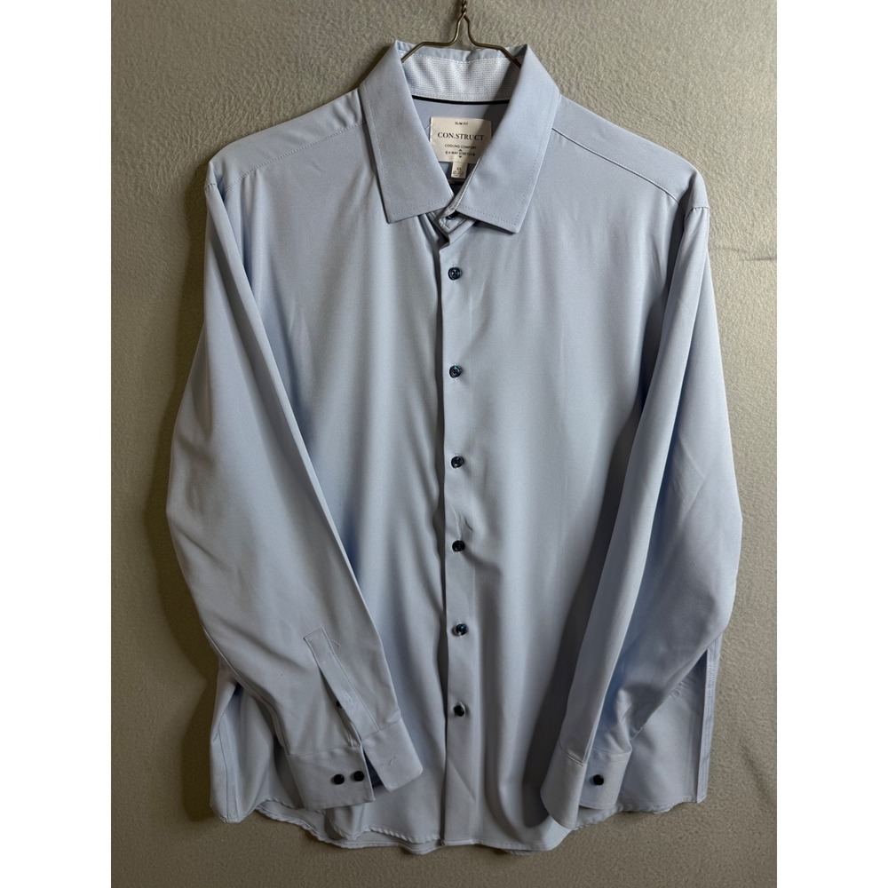 CON.STRUCT‎ Dress Shirt Men's 17-17.5 34-35 Slim Fit 4-Way Stretch Shirt